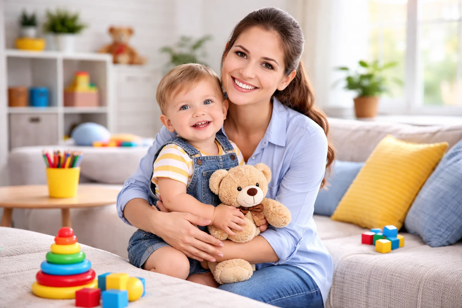 Babysitter and nanny support for child care and comfort